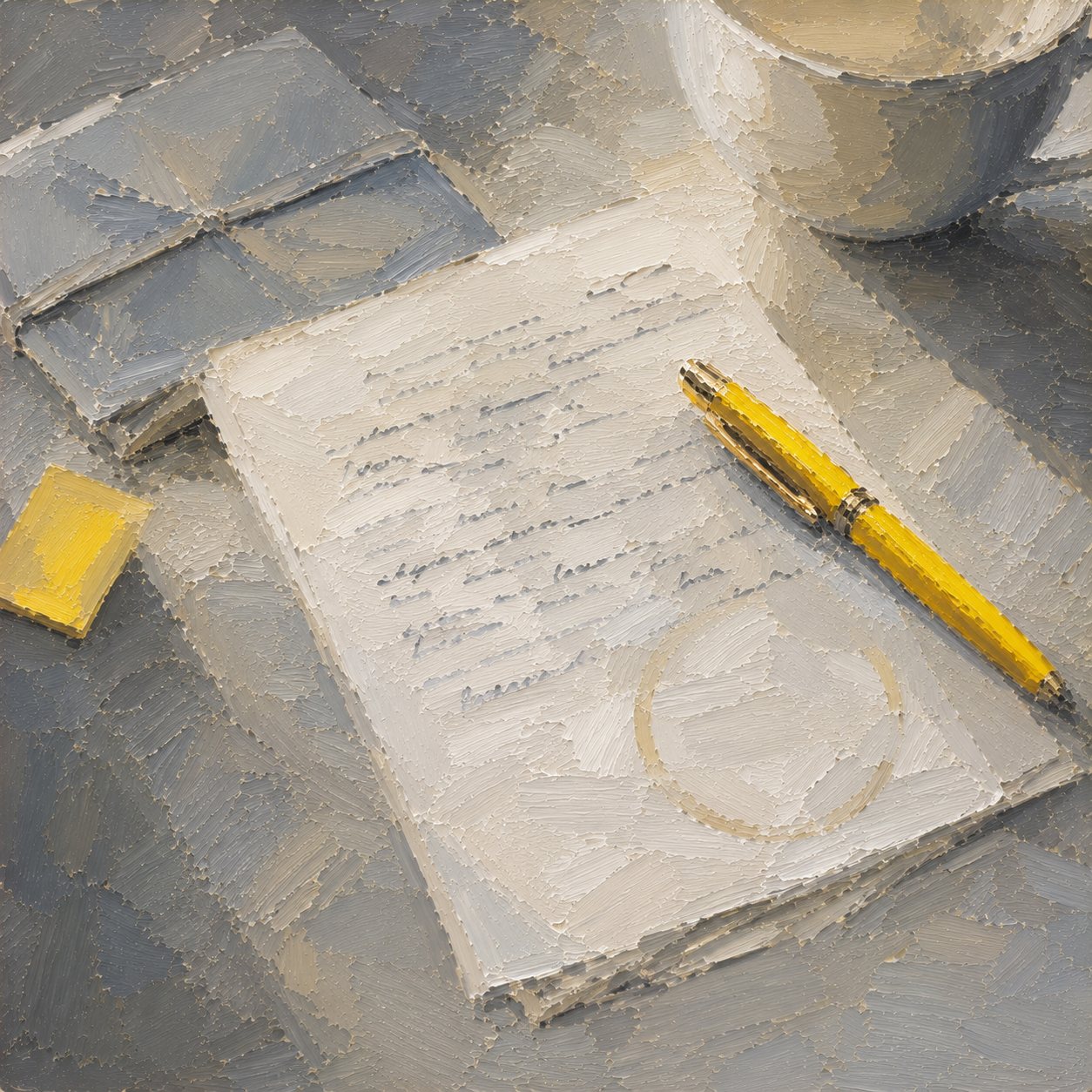 A handwritten letter with a yellow pen
